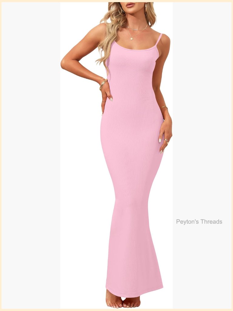 Slip Maxi Dress Square Neck Bodycon Sleeveless Long Dress